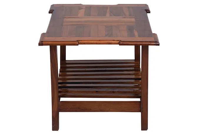 VIVDeal Glass Teak Center Table 4